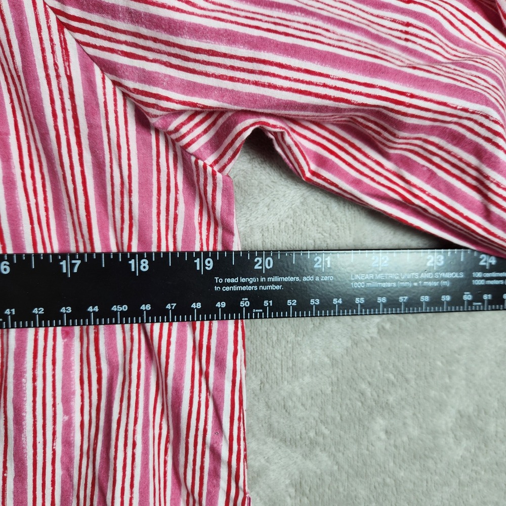Pink City Prints Dress Womens XS/S Pink Striped Tassel Midi Boho Coastal Peasant - Picture 10 of 11